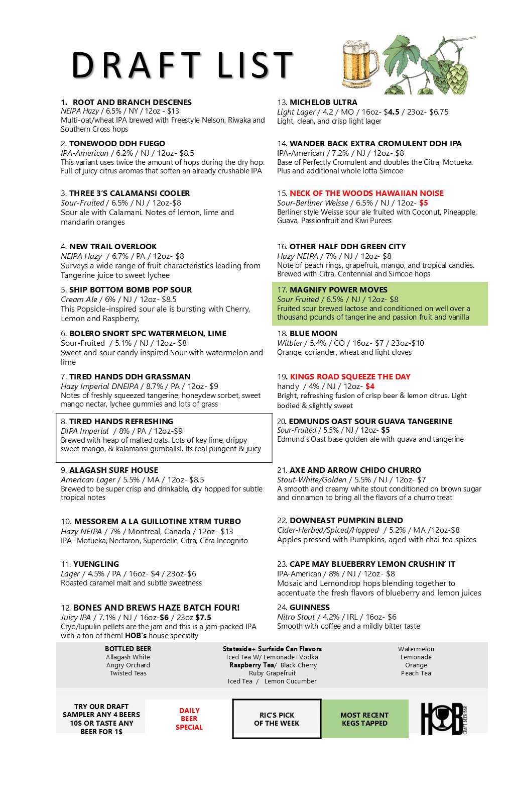 draft menu